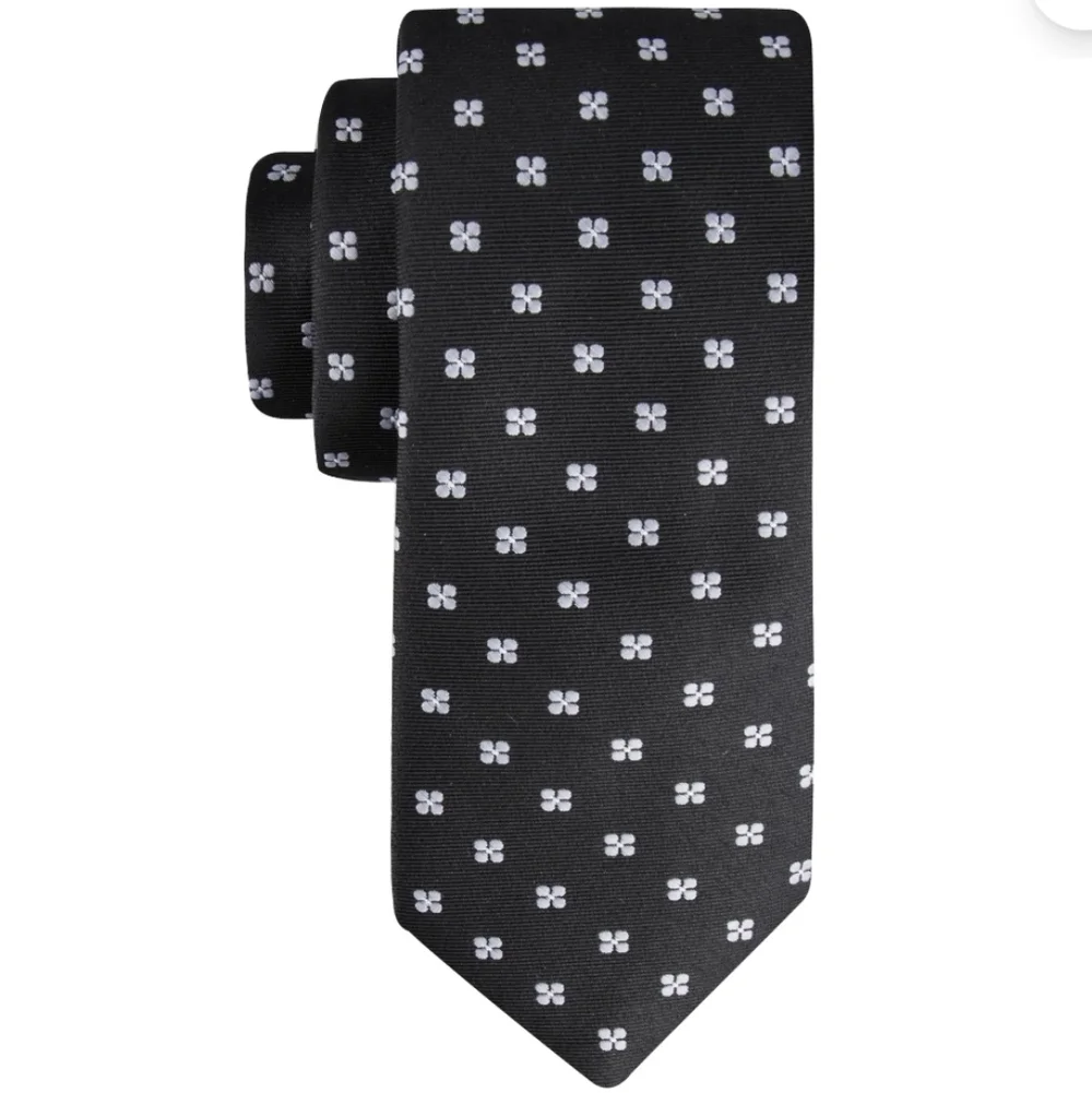 Elegant Black and White Patterned Tie New